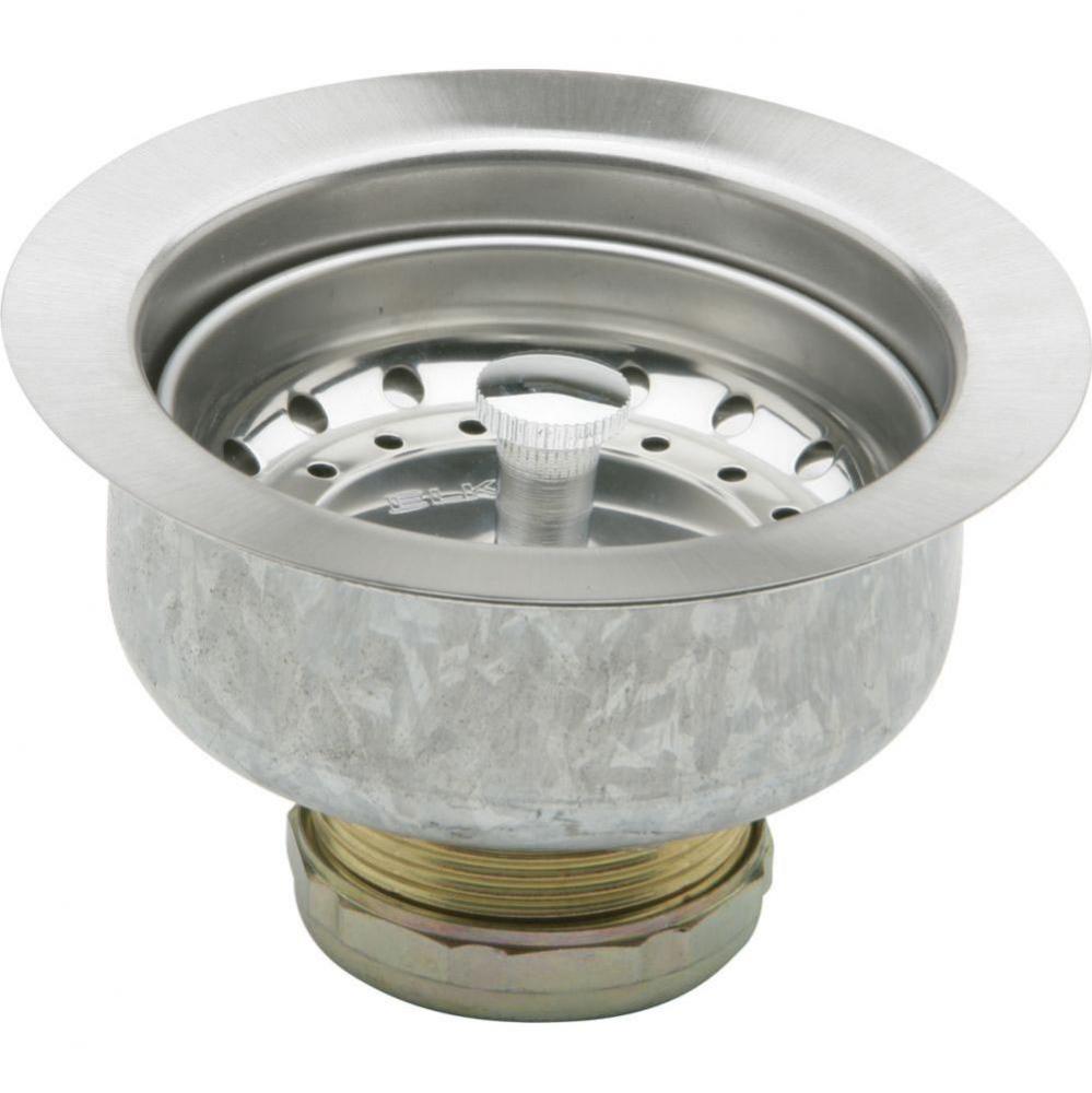 Dayton 3-1/2'' Stainless Steel Drain with Removable Basket Strainer and Rubber Stopper