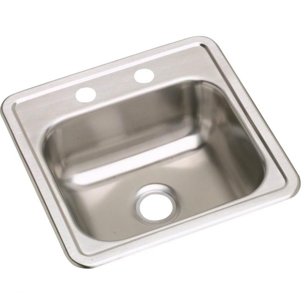 Dayton Stainless Steel 15'' x 15'' x 5-3/16'', 2-Hole Single Bowl Dr