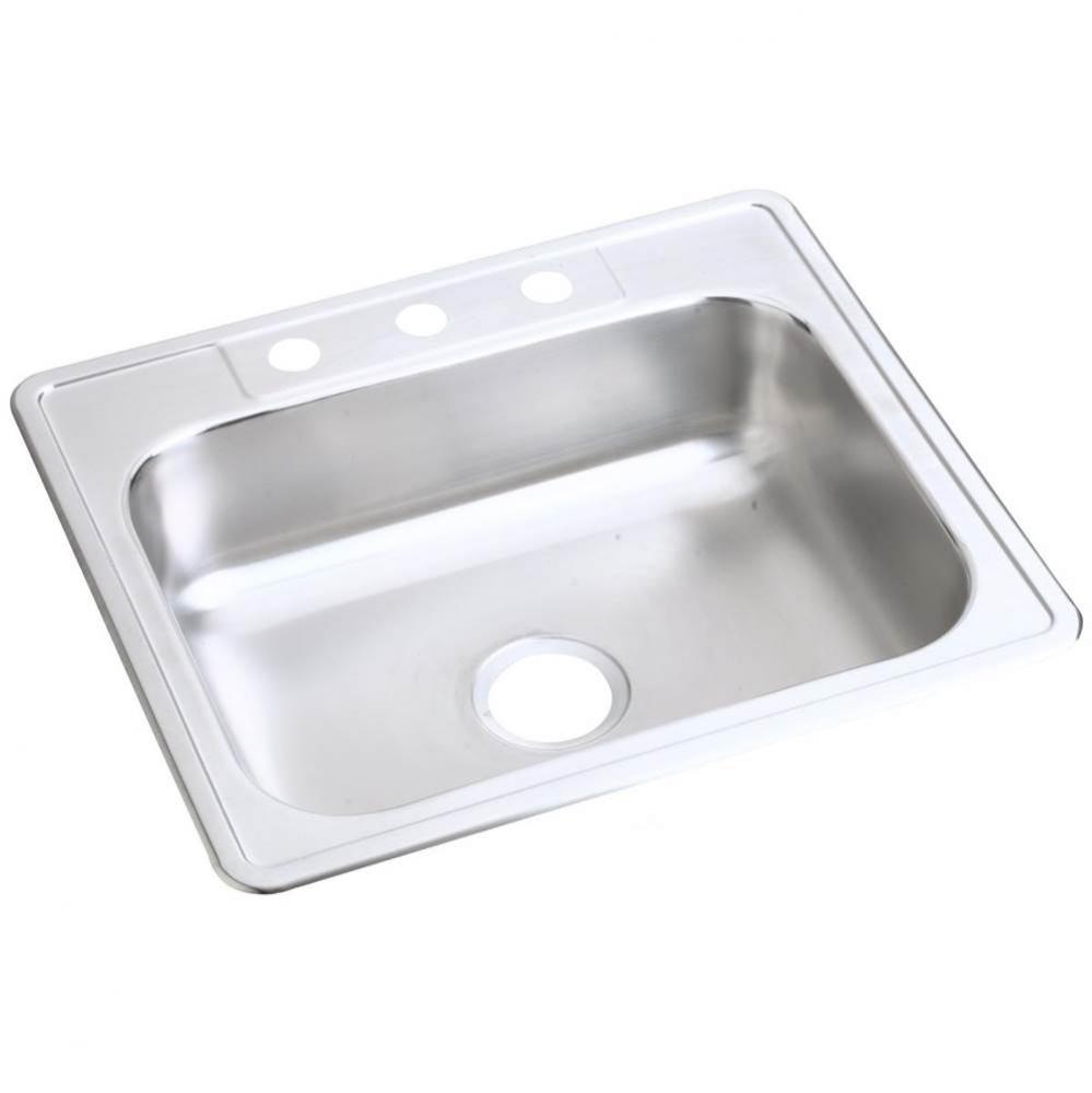 Dayton Stainless Steel 25'' x 22'' x 6-9/16'', 1-Hole Single Bowl Dr