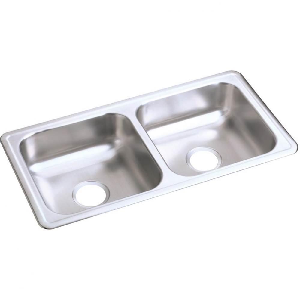 Dayton Stainless Steel 33'' x 17'' x 6'', Equal Double Bowl Drop-in