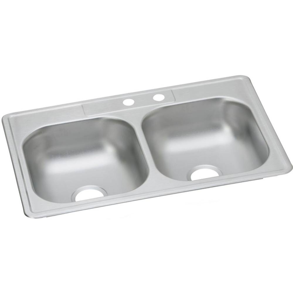 Dayton Stainless Steel 33'' x 21-1/4'' x 6-9/16'' MR2-Hole Equal Dou