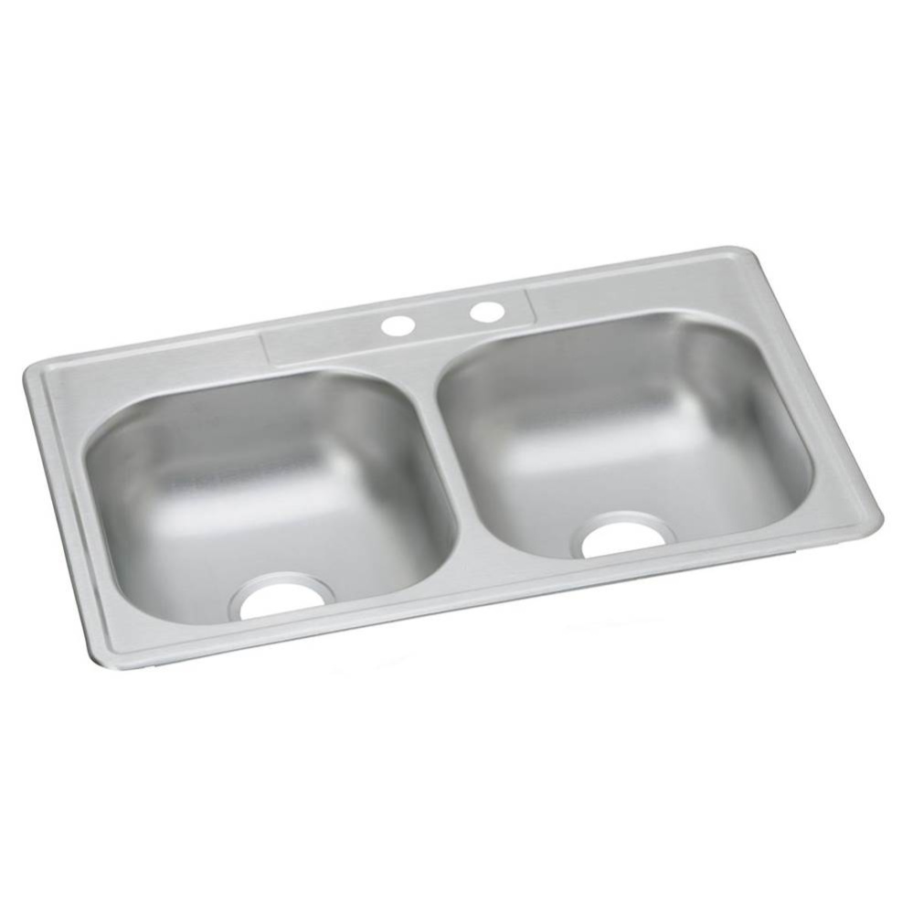 Dayton Stainless Steel 33'' x 22'' x 6-9/16'' MR2-Hole Equal Double
