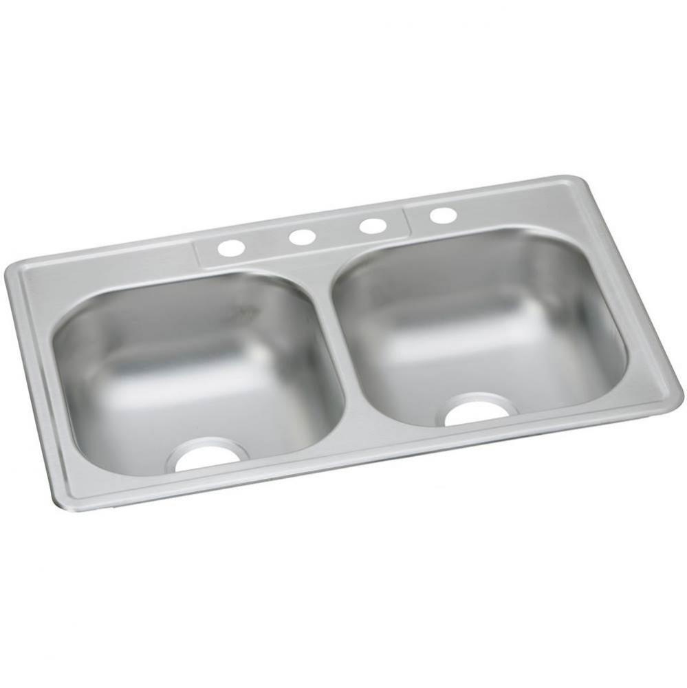 Dayton Stainless Steel 33'' x 22'' x 7-1/16'', 4-Hole Equal Double B