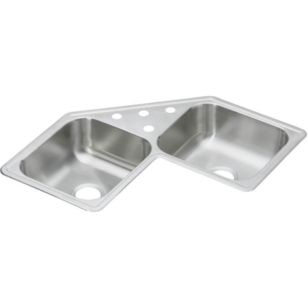 Dayton Stainless Steel 31-7/8'' x 31-7/8'' x 7'', Equal Double Bowl