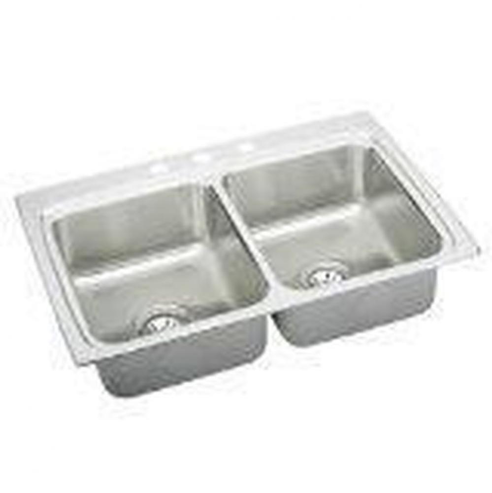 18 Gauge Stainless Steel 33'' x 22'' x 10.125'' Double Bowl Drop-in