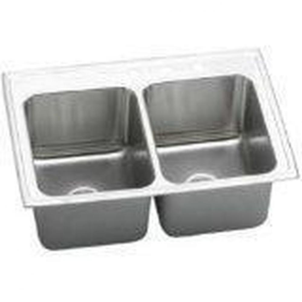 18 Gauge Stainless Steel 33'' x 22'' x 12.125'' Double Bowl Drop-in