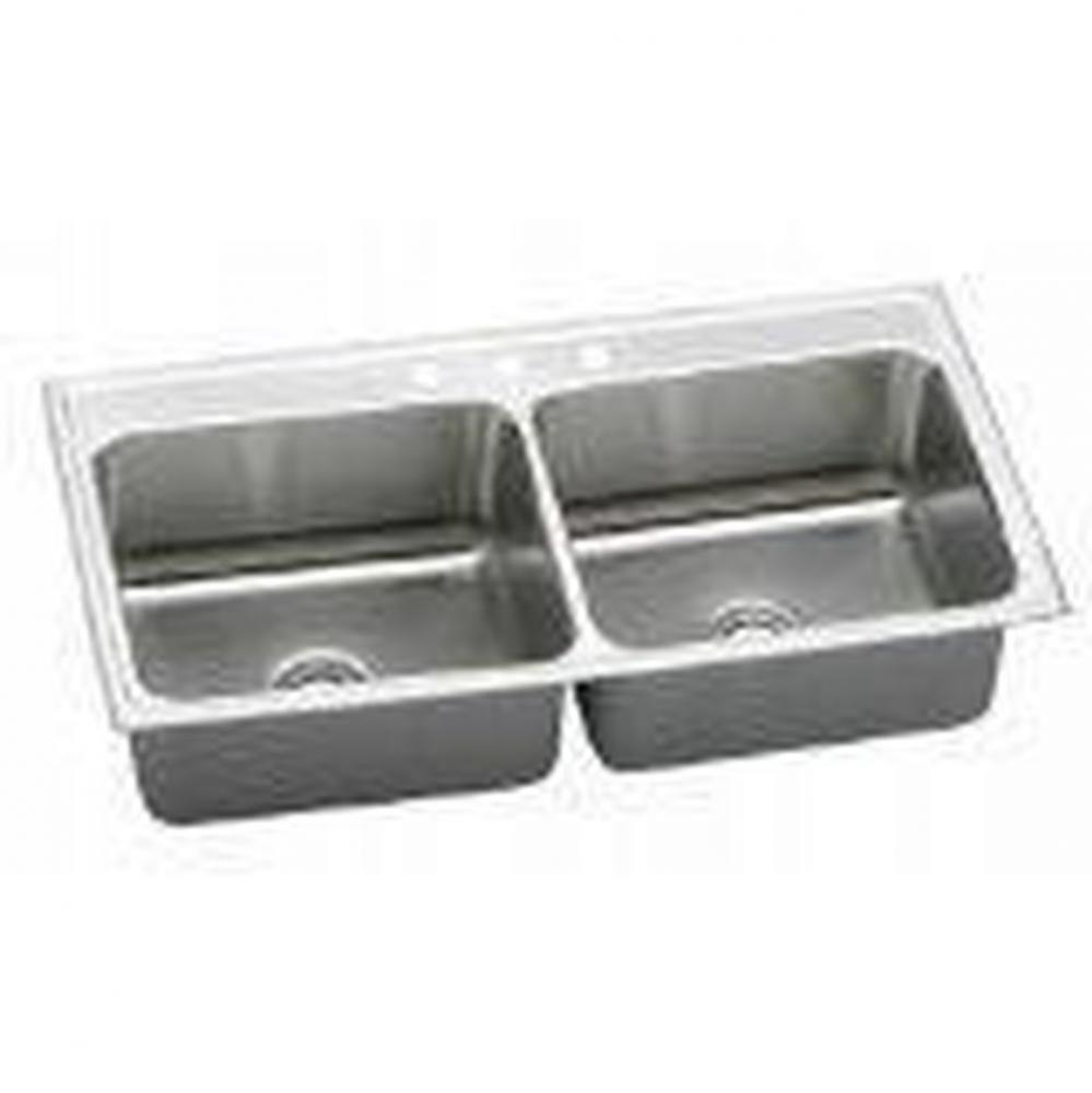 18 Gauge 43'' X 22'' X 10.125'' Double Bowl Kitchen Sink