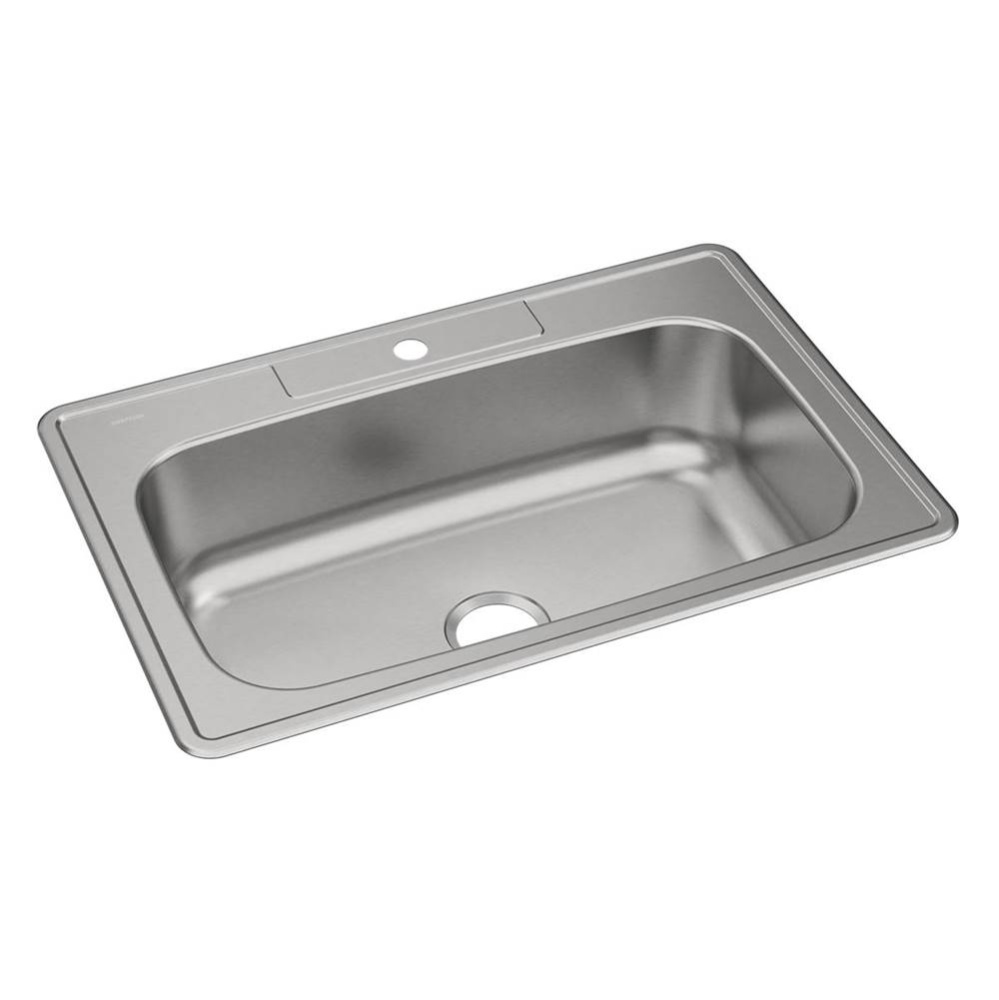 Dayton Stainless Steel 33'' x 22'' x 8-1/16'' 1-Hole Single Bowl Dro