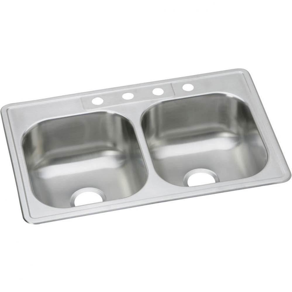 Dayton Stainless Steel 33'' x 21-1/4'' x 8-1/16'', Equal Double Bowl