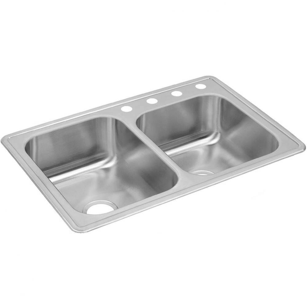 Dayton Stainless Steel 33'' x 22'' x 8-3/16'', Offset Double Bowl Dr