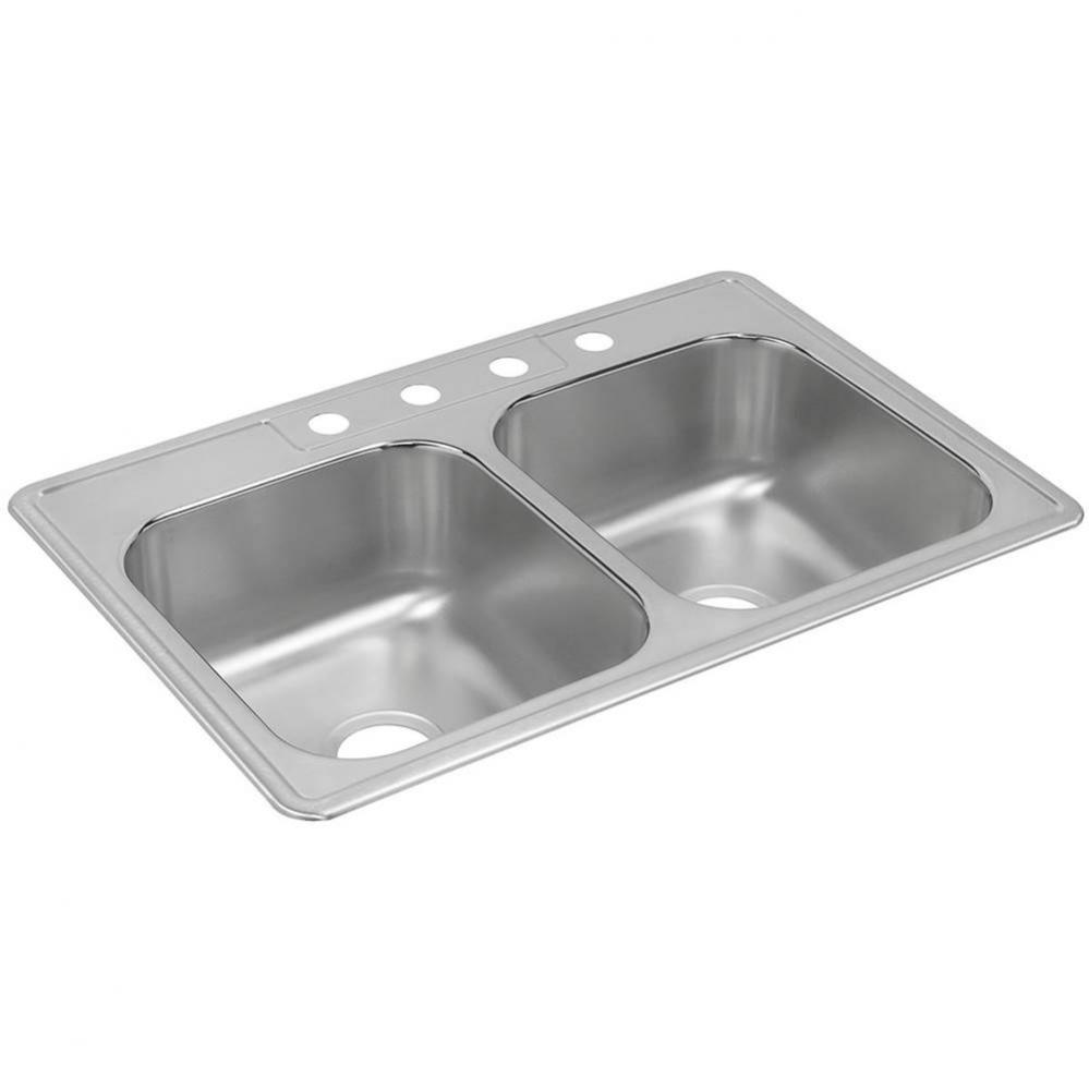 Dayton Stainless Steel 33'' x 22'' x 8-3/16'', Equal Double Bowl Dro