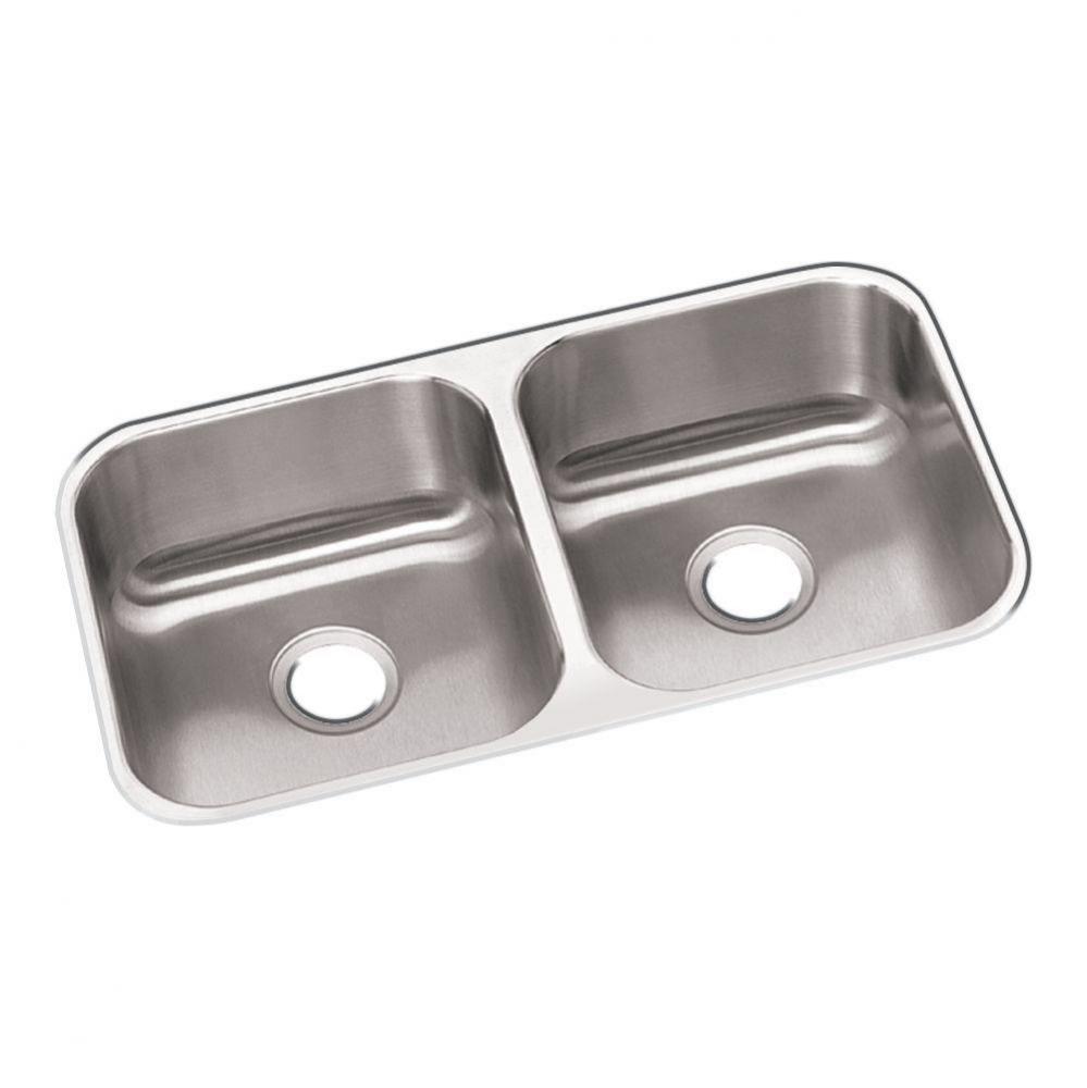 Dayton Stainless Steel 31-3/4'' x 18-1/4'' x 8'', Equal Double Bowl