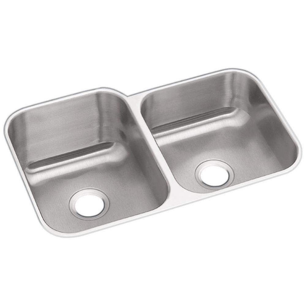 Dayton Stainless Steel 31-3/4'' x 20-1/2'' x 10'', 60/40 Double Bowl