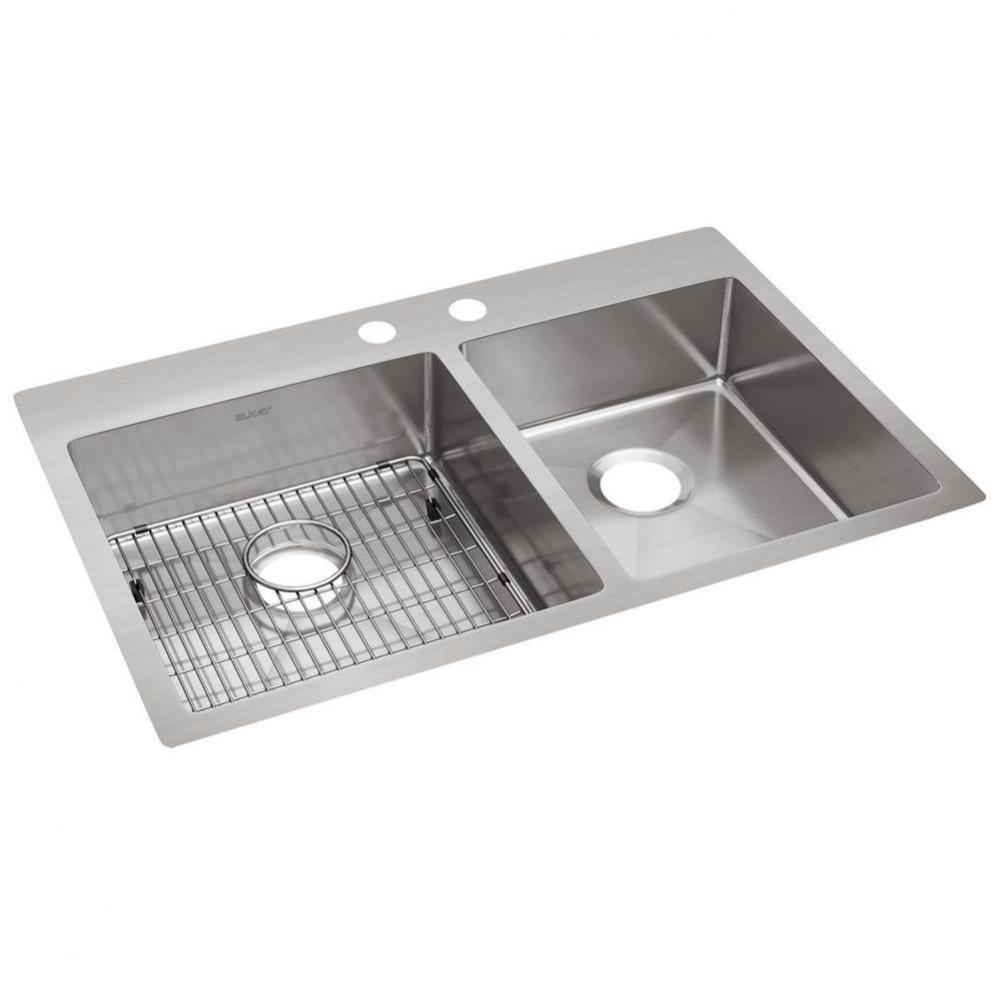 Crosstown 18 Gauge Stainless Steel 33'' x 22'' x 9'', 2-Hole 60/40 D