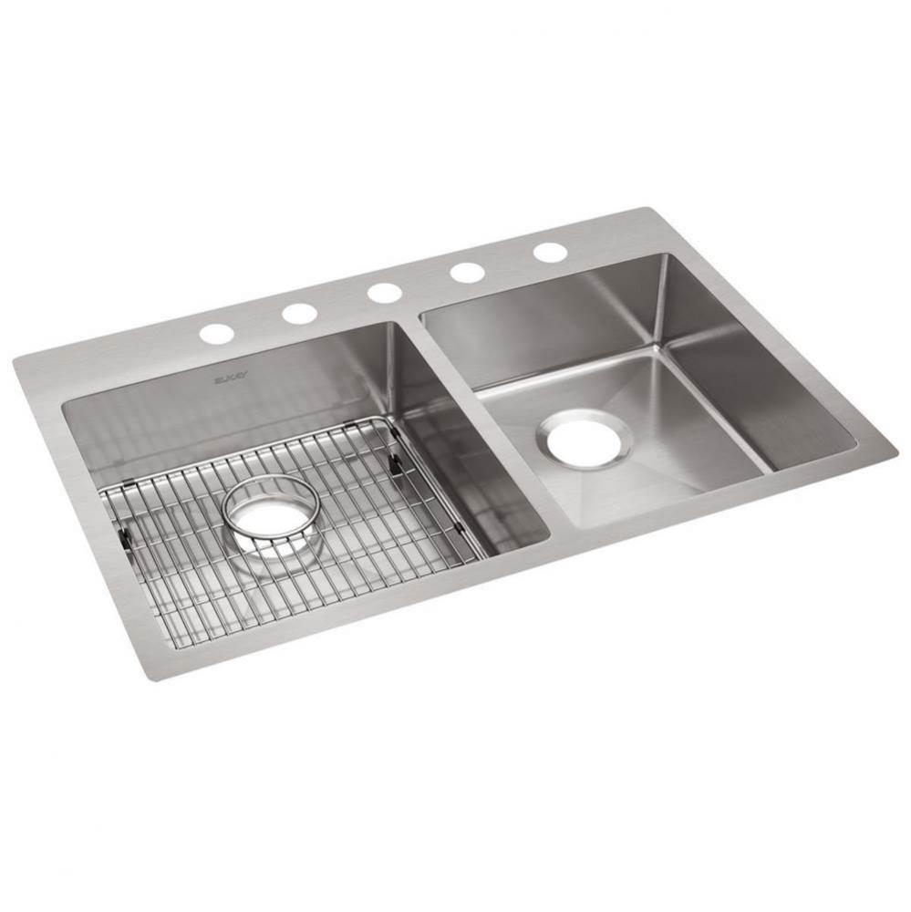 Crosstown 18 Gauge Stainless Steel 33'' x 22'' x 9'', 5-Hole 60/40 D