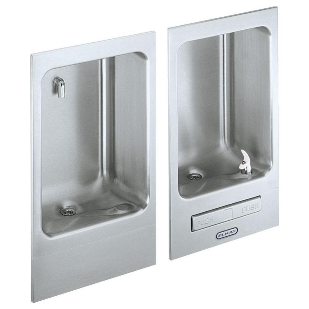 Wall Mount Fully Recessed Fountain wth Cuspidor, Non-Filtered Non-Refrigerated Stainless