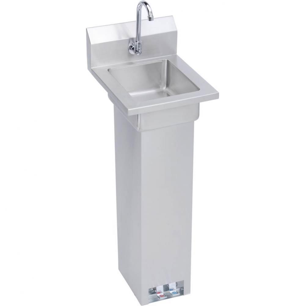 Stainless Steel 14'' x 16-1/2'' x 42'' 18 Gauge Hand Sink with Pedes