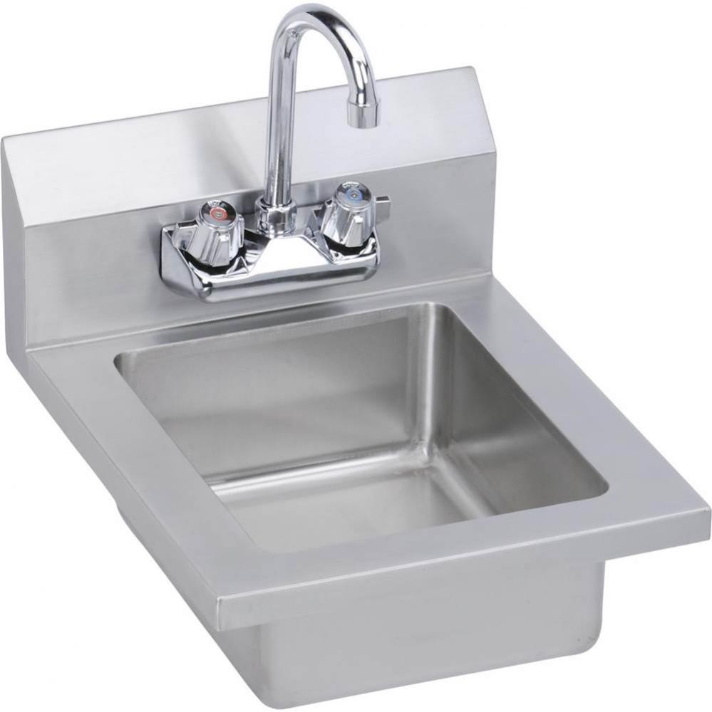 Stainless Steel 14'' x 16-1/2'' x 11'' 18 Gauge Hand Sink with Fauce