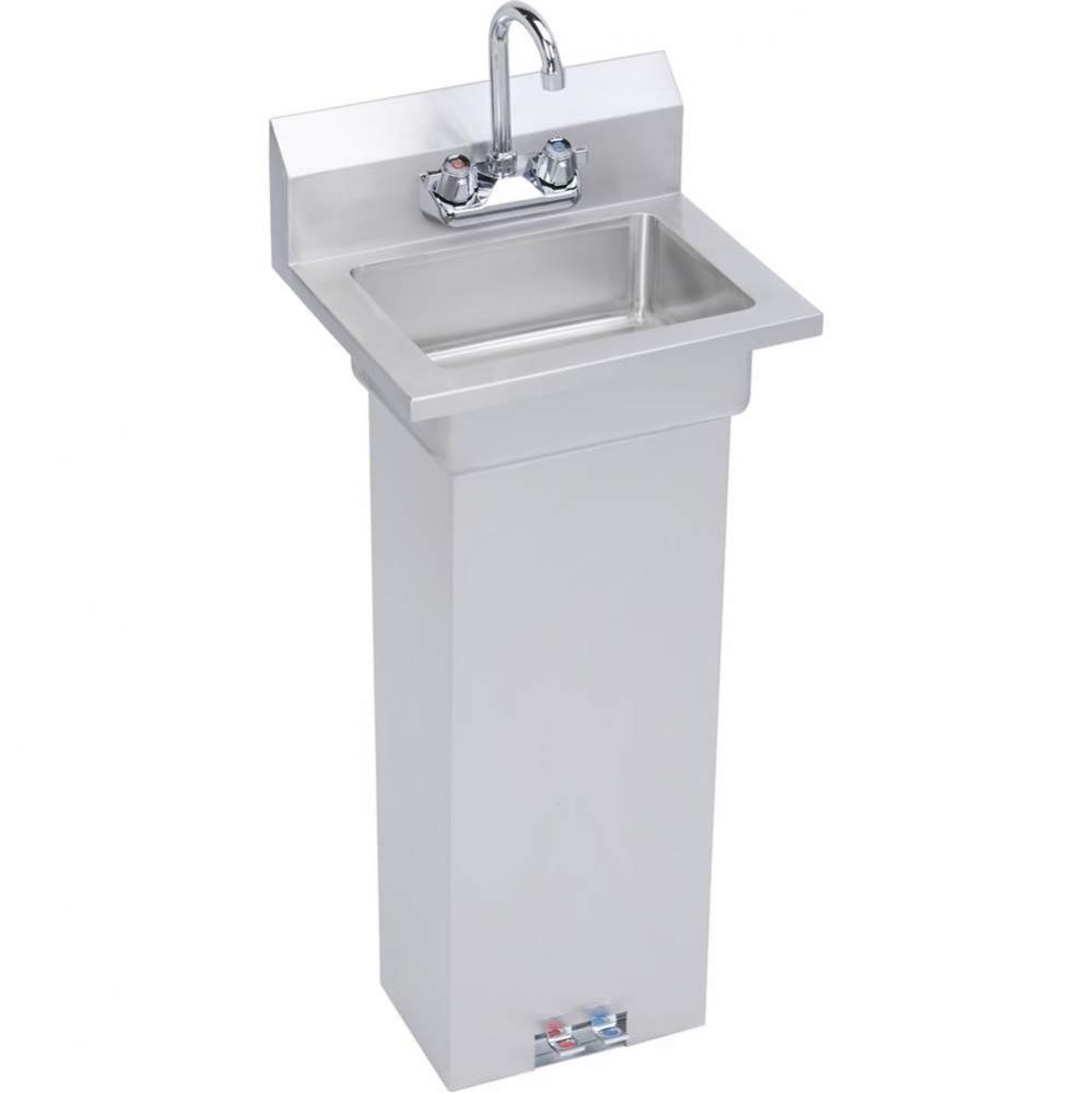 Stainless Steel 18'' x 14-1/2'' x 42'' 18 Gauge Hand Sink with Pedes