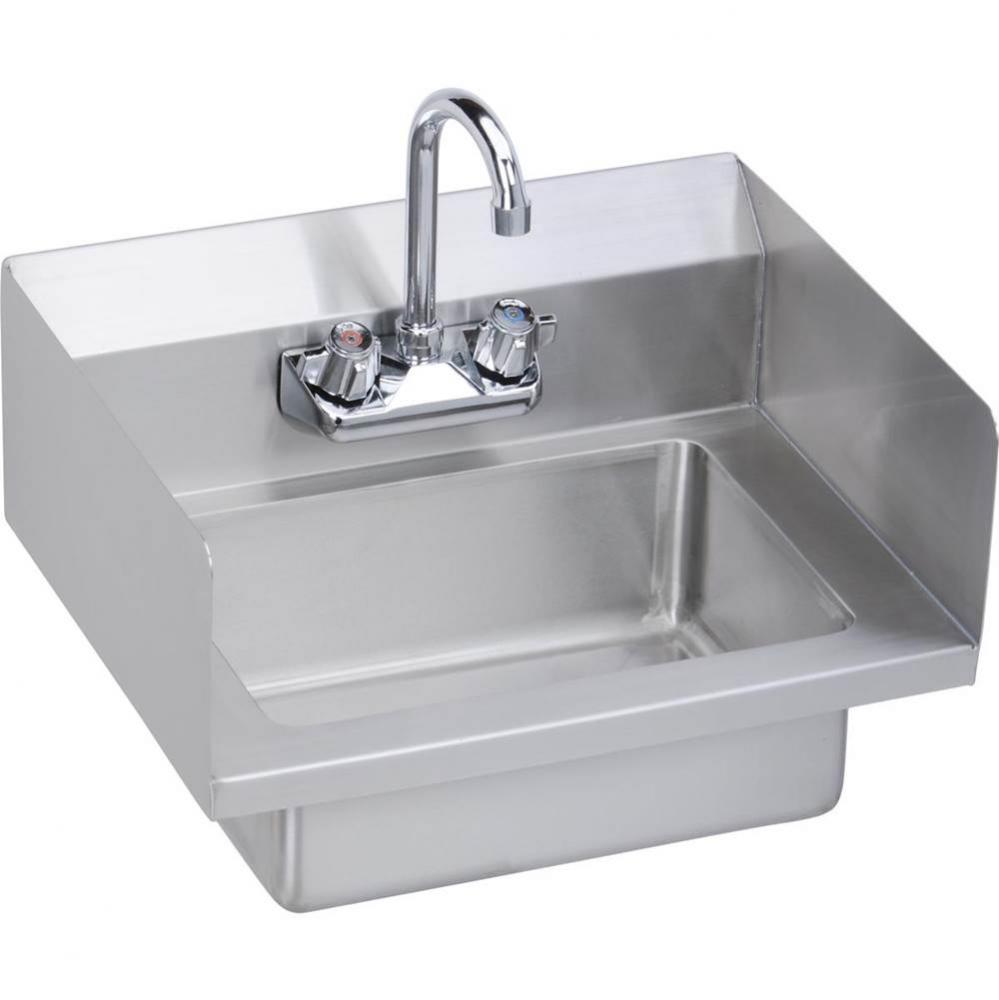 Stainless Steel 18'' x 14-1/2'' x 11'' 18 Gauge Hand Sink with Dual