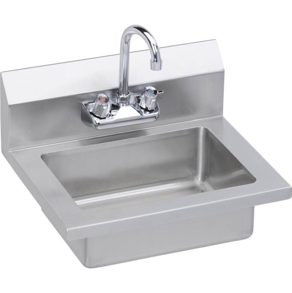 Stainless Steel 18'' x 14-1/2'' x 11'' 18 Gauge Hand Sink with Fauce