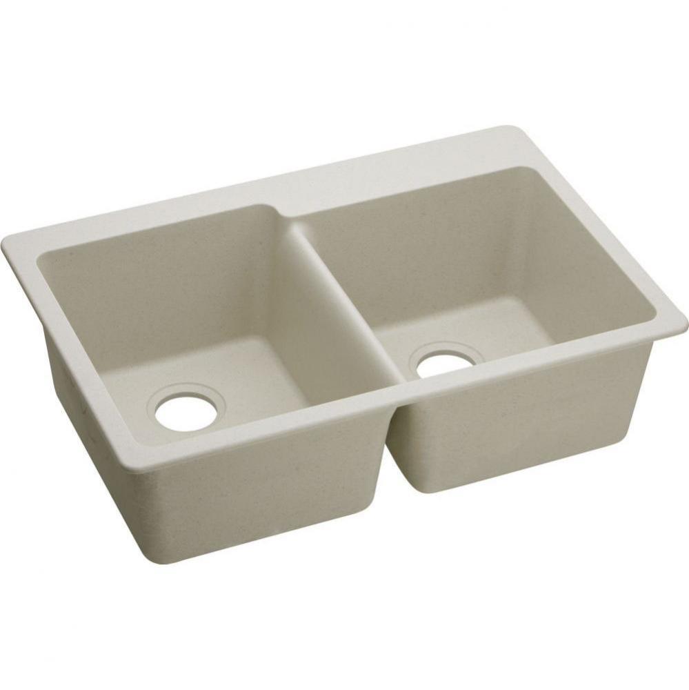 Quartz Classic 33'' x 22'' x 9-1/2'', Offset Double Bowl Drop-in Sin