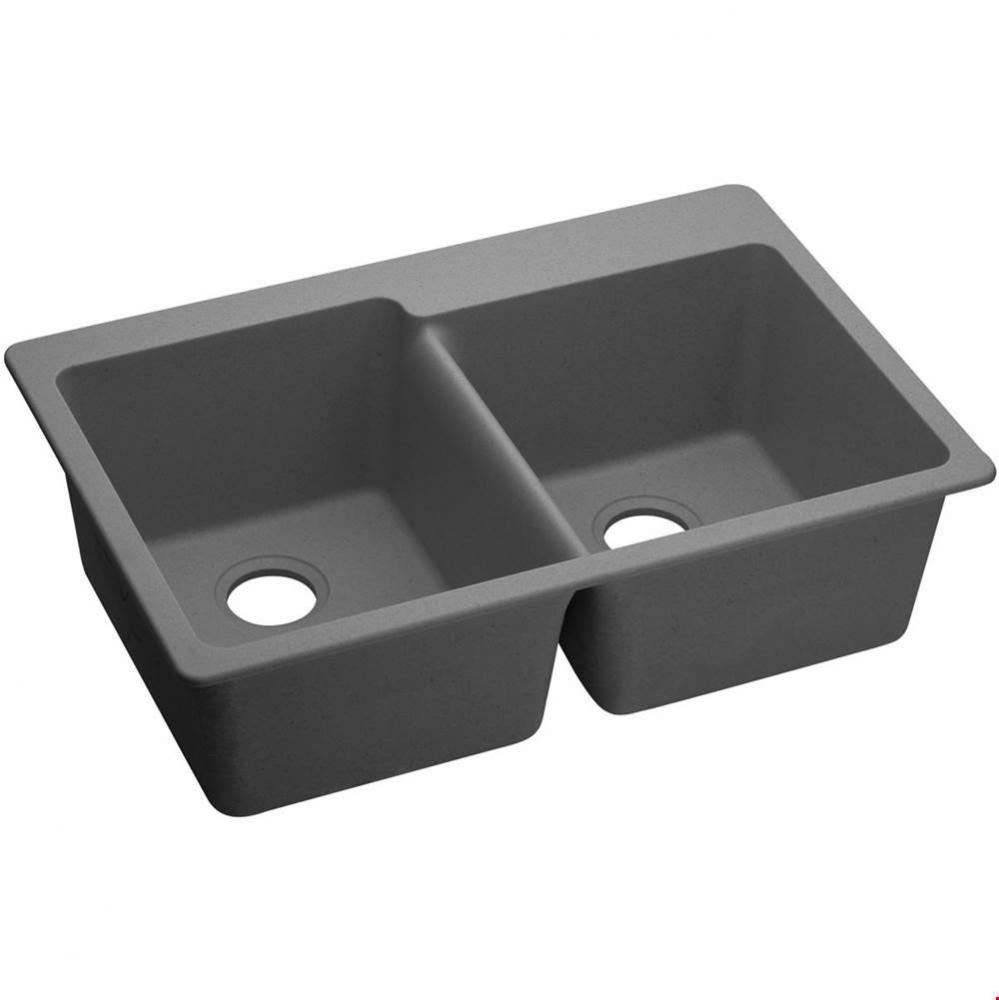 Quartz Classic 33'' x 22'' x 9-1/2'' Double Bowl Drop-in Sink, Greys
