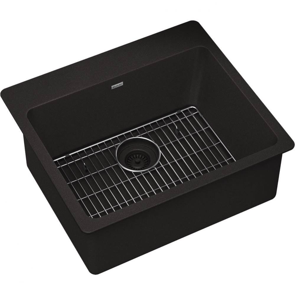 Quartz Classic 25'' x 22'' x 9-1/2'', Single Bowl Drop-in Sink Kit,