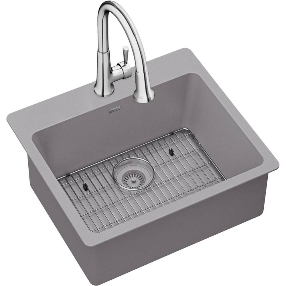 Quartz Classic 25'' x 22'' x 9-1/2'', Single Bowl Drop-in Sink Kit w