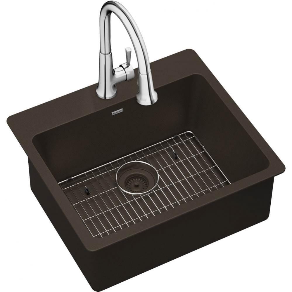 Quartz Classic 25'' x 22'' x 9-1/2'', Single Bowl Drop-in Sink Kit w