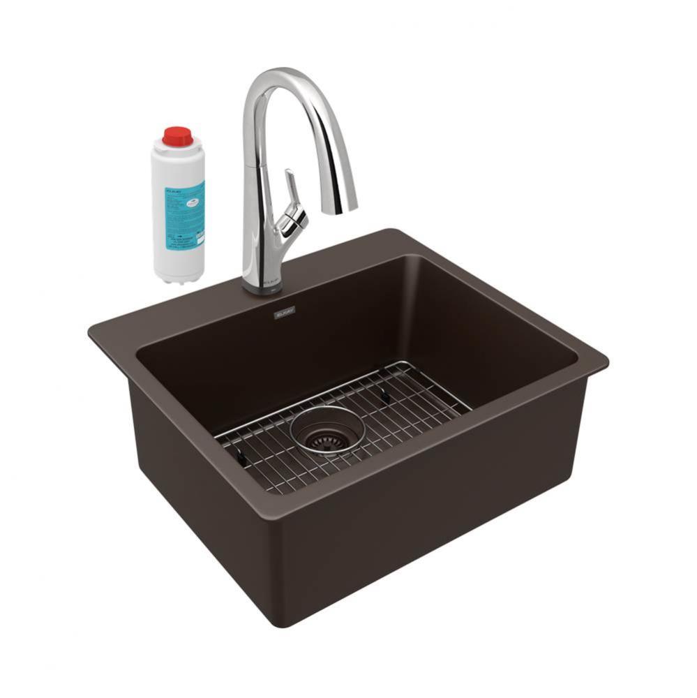 Quartz Classic 25'' x 22'' x 9-1/2'', Single Bowl Drop-in Sink Kit w