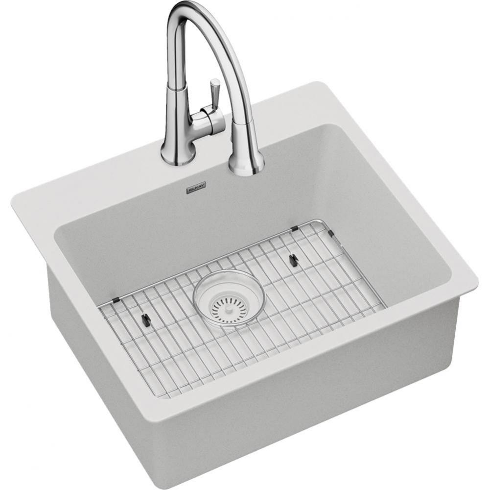 Quartz Classic 25'' x 22'' x 9-1/2'', Single Bowl Drop-in Sink Kit w