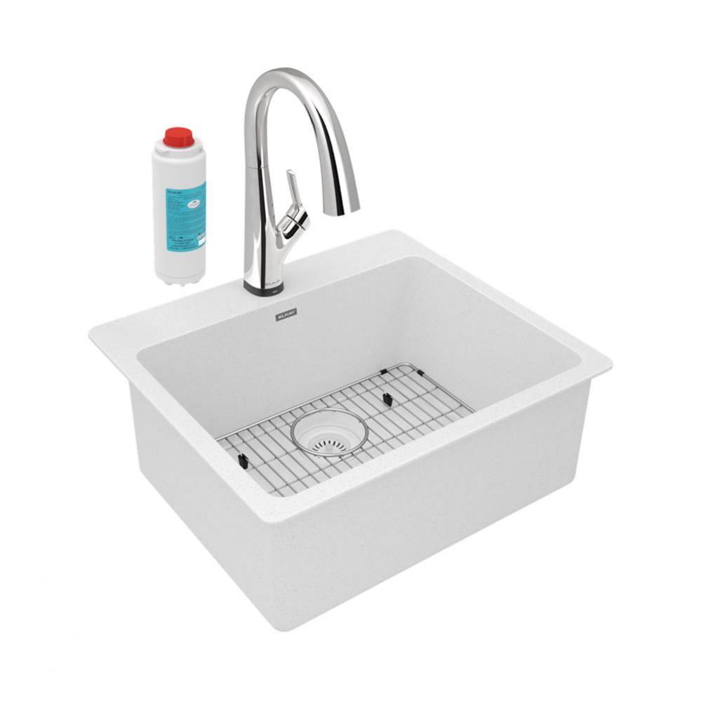 Quartz Classic 25'' x 22'' x 9-1/2'', Single Bowl Drop-in Sink Kit w