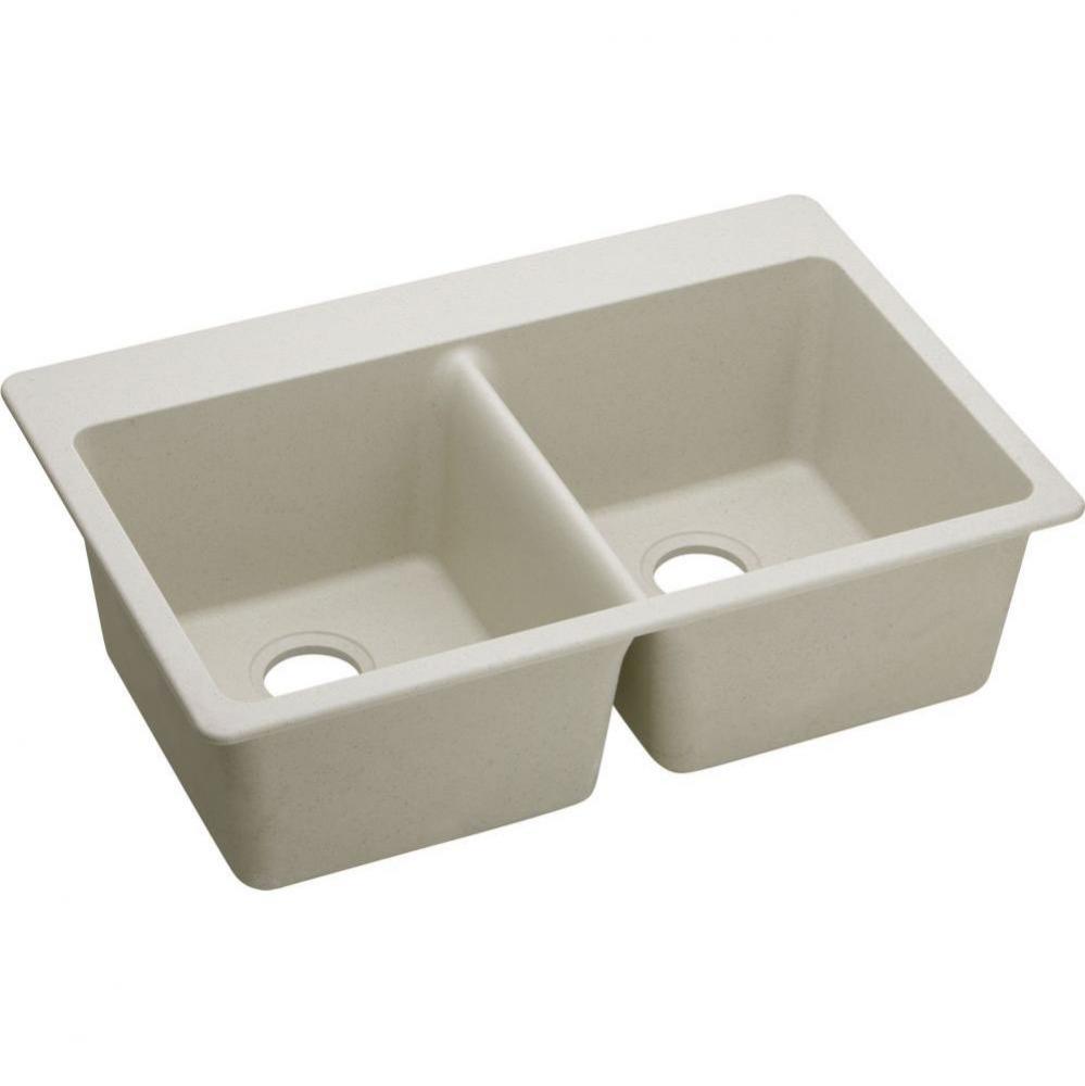 Quartz Classic 33'' x 22'' x 9-1/2'', Equal Double Bowl Drop-in Sink