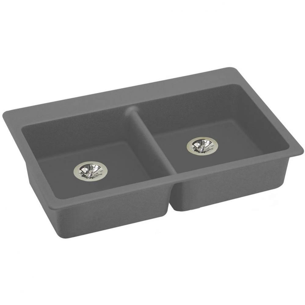 Quartz Classic 33'' x 22'' x 5-1/2'', Double Bowl Drop-in ADA Sink w