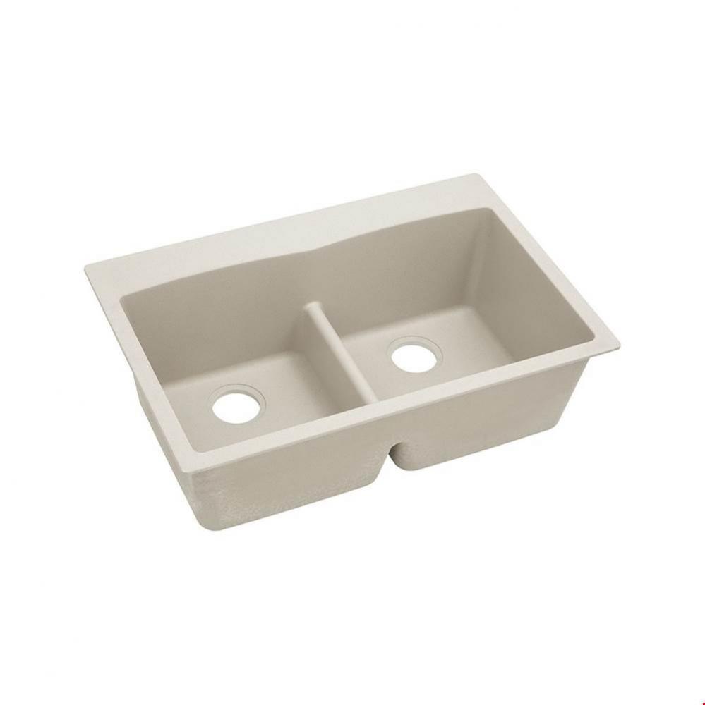 Quartz Classic 33'' x 22'' x 10'', Equal Double Bowl Drop-in Sink wi