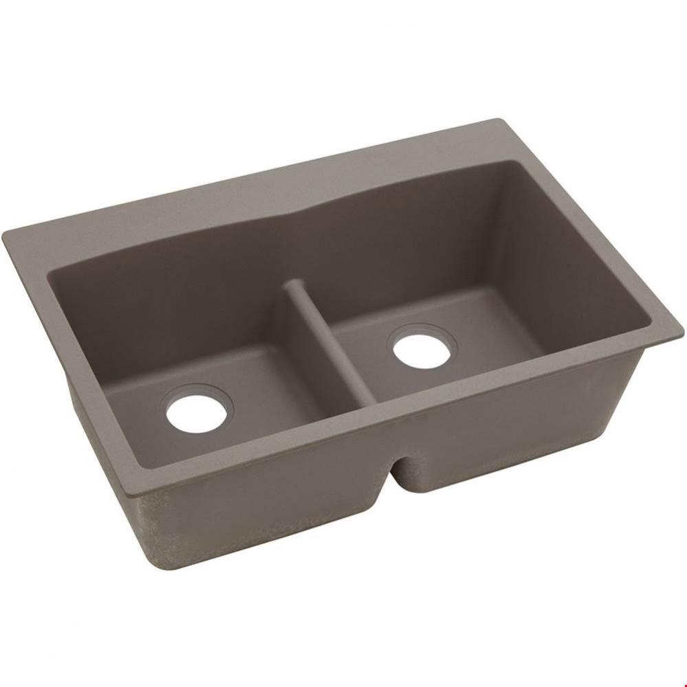 Quartz Classic 33'' x 22'' x 10'', Equal Double Bowl Drop-in Sink wi