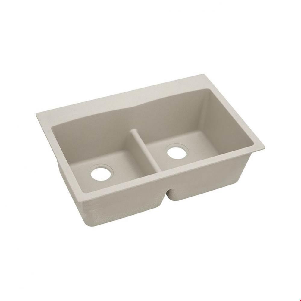 Quartz Classic 33'' x 22'' x 10'', Equal Double Bowl Drop-in Sink wi