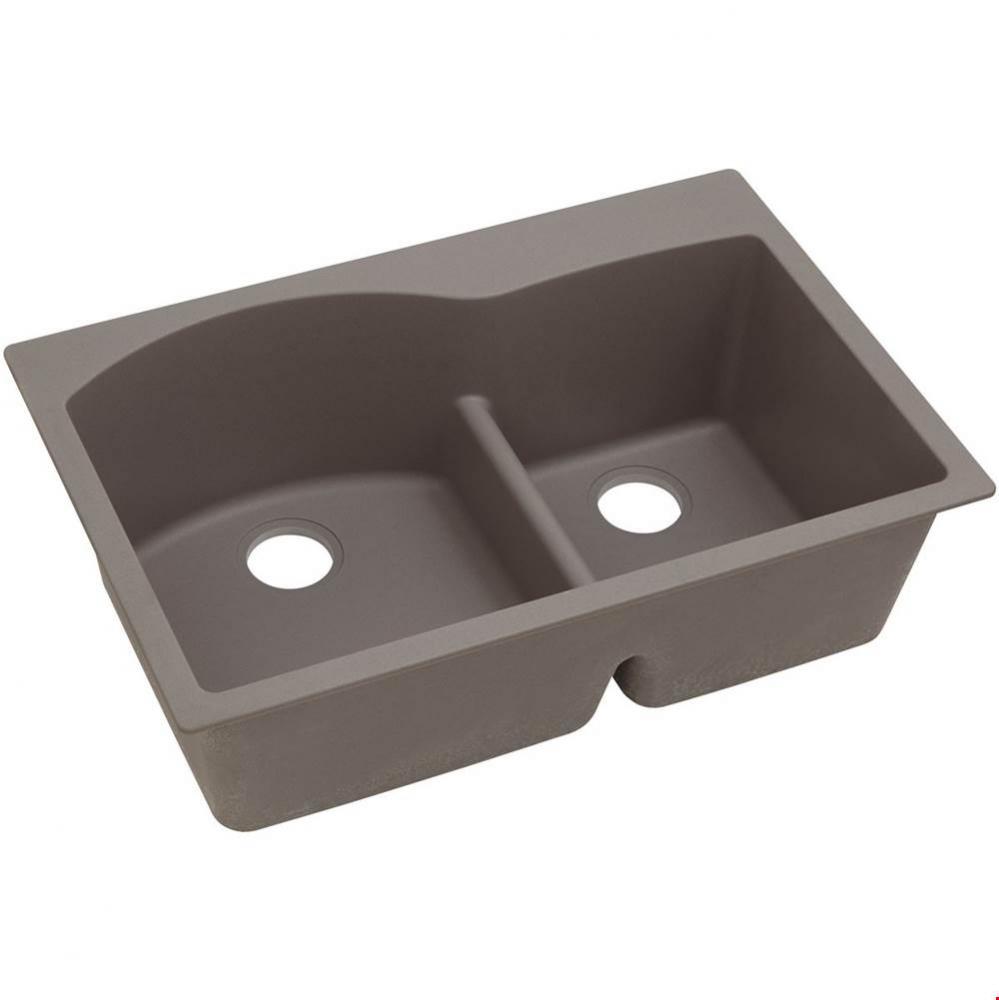 Quartz Classic 33'' x 22'' x 10'', Offset 60/40 Double Bowl Drop-in