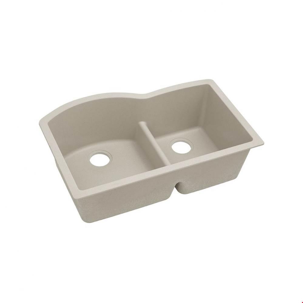 Quartz Classic 33'' x 22'' x 10'', Offset 60/40 Double Bowl Undermou