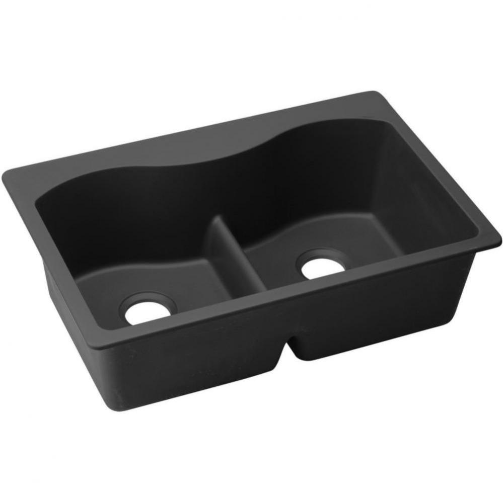 Quartz Classic 33'' x 22'' x 9-1/2'', Equal Double Bowl Drop-in Sink