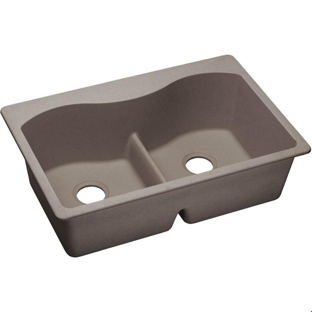 Quartz Classic 33'' x 22'' x 9-1/2'', Equal Double Bowl Drop-in Sink