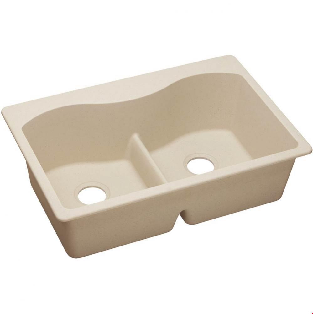 Quartz Classic 33'' x 22'' x 9-1/2'', Equal Double Bowl Drop-in Sink