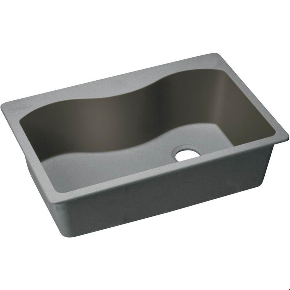 Quartz Classic 33'' x 22'' x 9-1/2'', Single Bowl Drop-in Sink, Grey