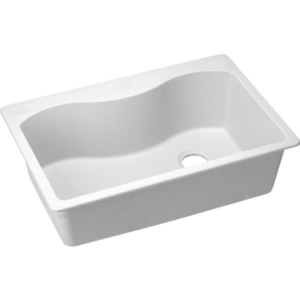 Quartz Classic 33'' x 22'' x 9-1/2'', Single Bowl Drop-in Sink, Whit