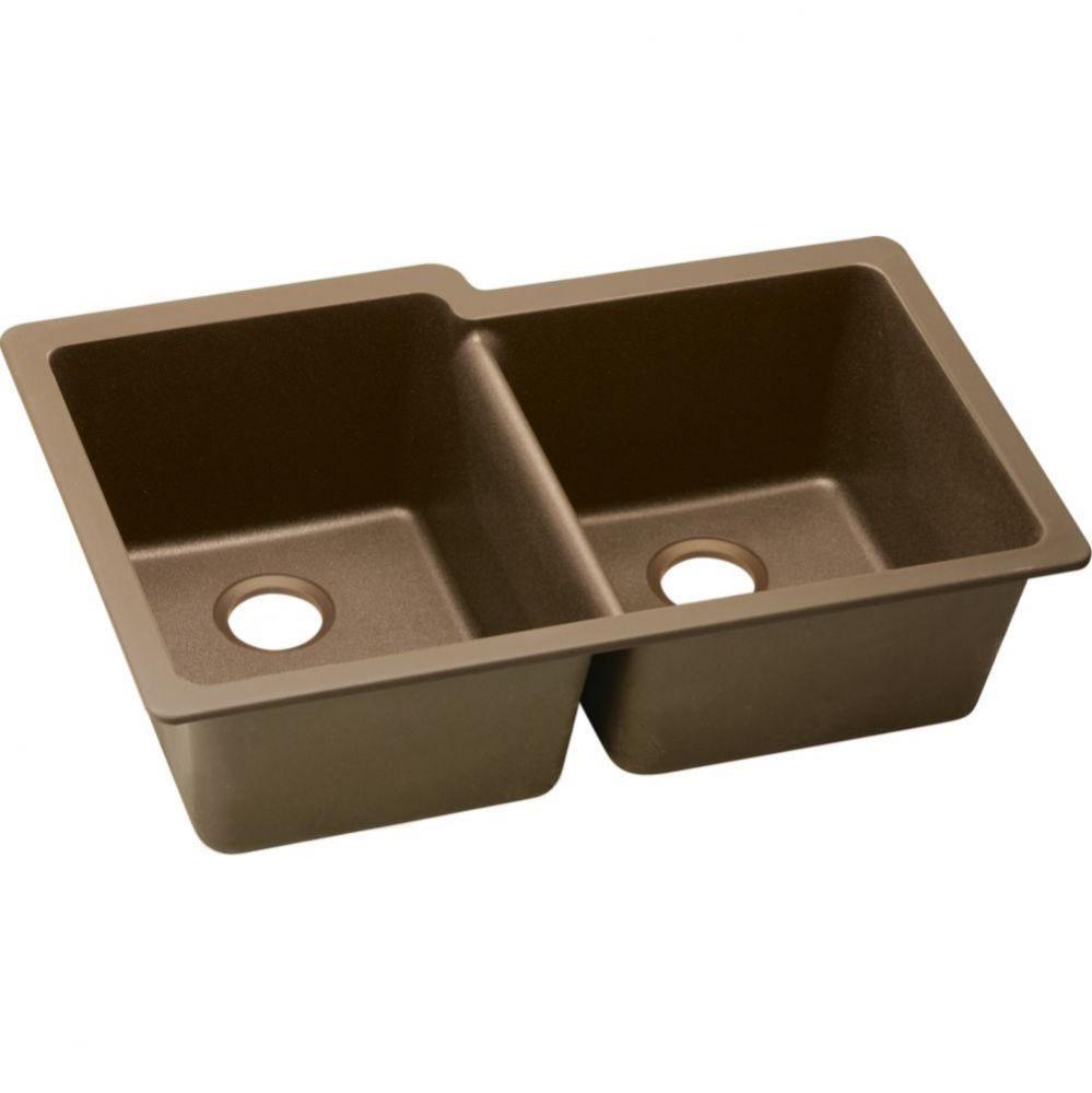 Quartz Classic 33'' x 20-1/2'' x 9-1/2'', Offset Double Bowl Undermo