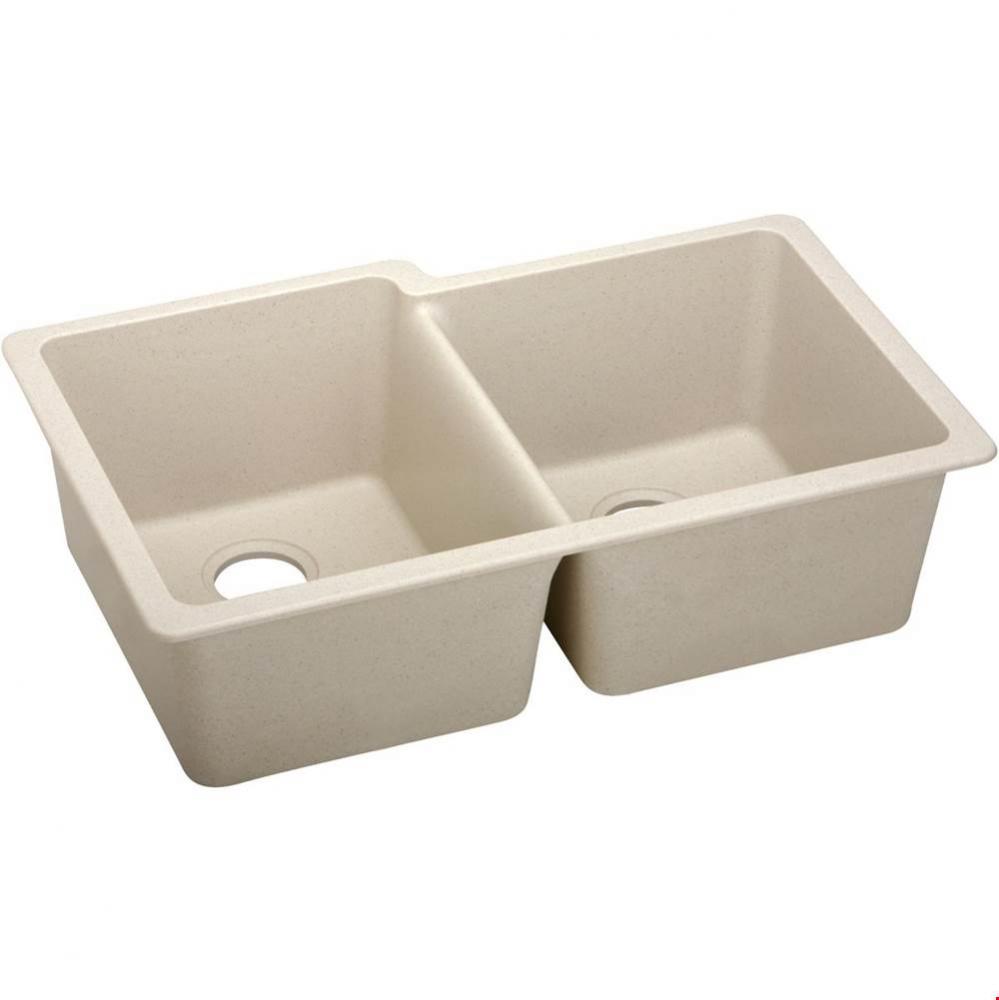 Quartz Classic 33'' x 20-1/2'' x 9-1/2'', Offset Double Bowl Undermo