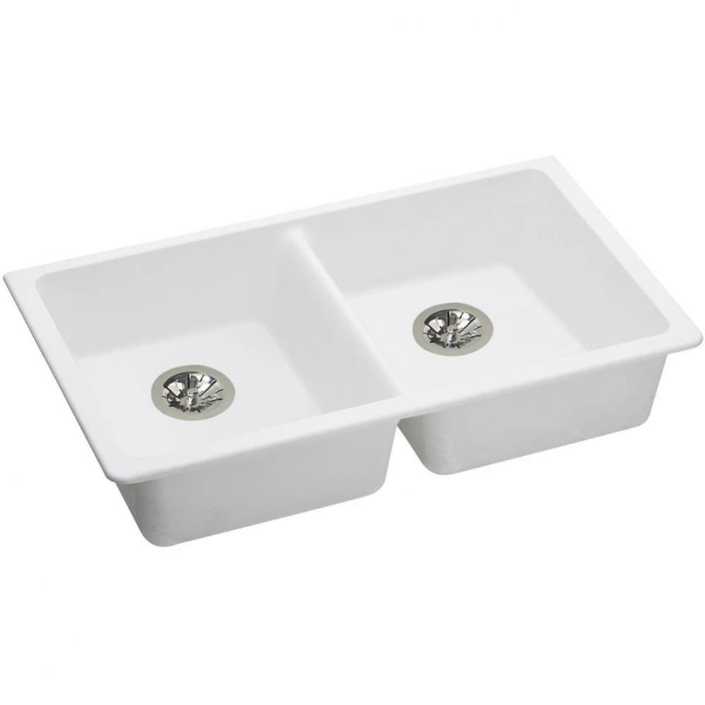 Quartz Classic 33'' x 18-1/2'' x 5-1/2'', Double Bowl Undermount ADA