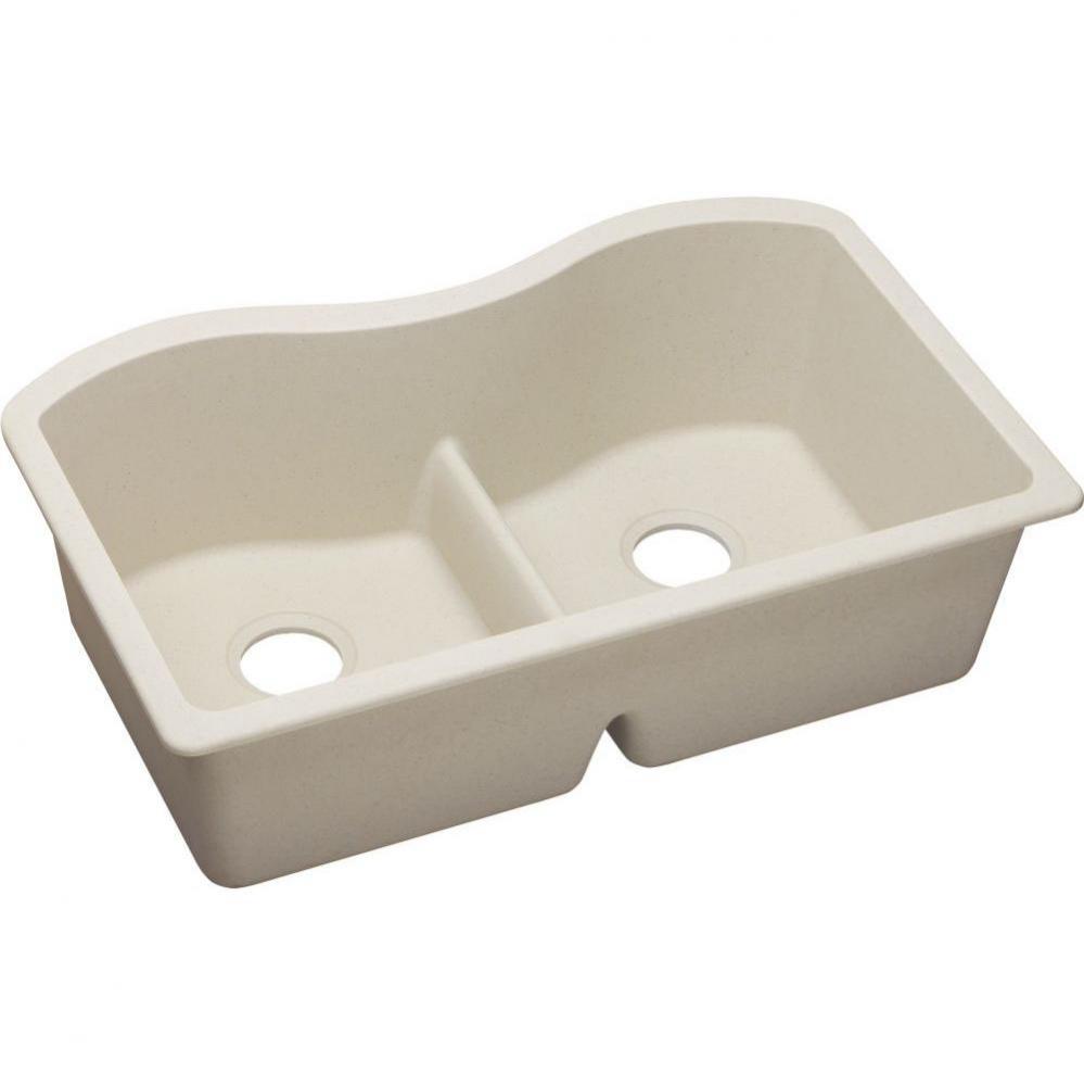 Quartz Classic 33'' x 20'' x 9-1/2'', Equal Double Bowl Undermount S