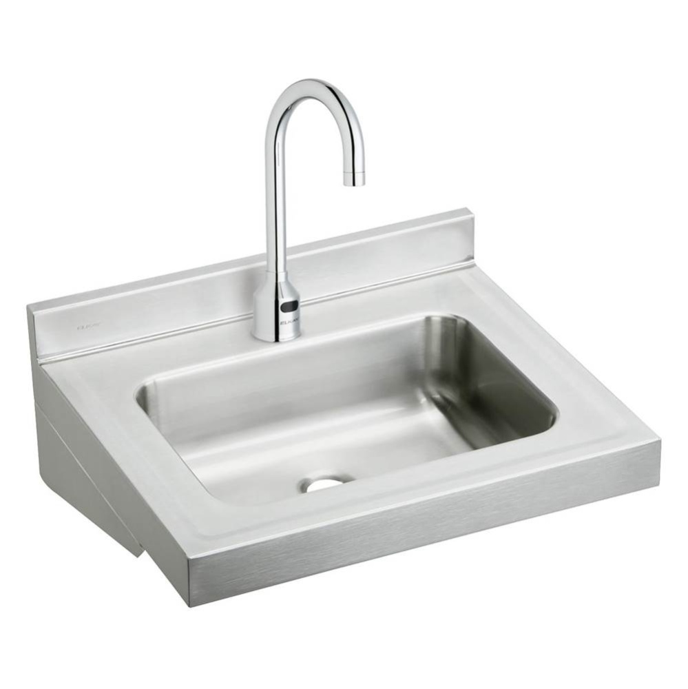 Stainless Steel 22'' x 19'' x 5-1/2'' Wall Hung Lavatory Sink Kit w/